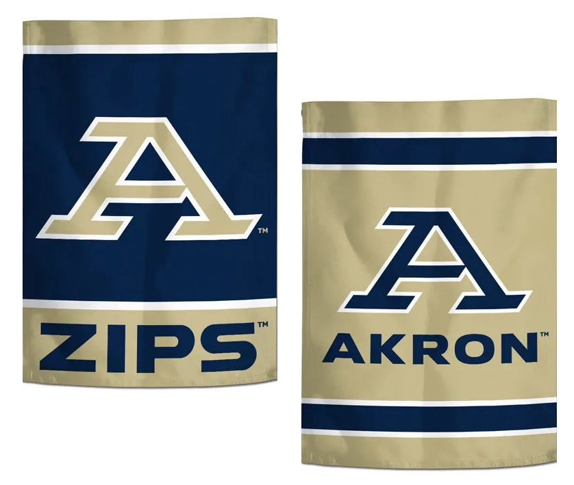 Akron Zips Garden Flag 2 Sided New Logo