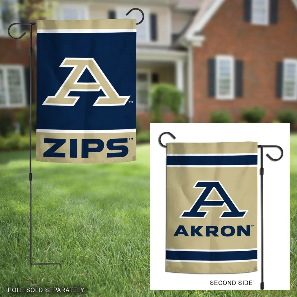 Akron Zips Garden Flag 2 Sided New Logo