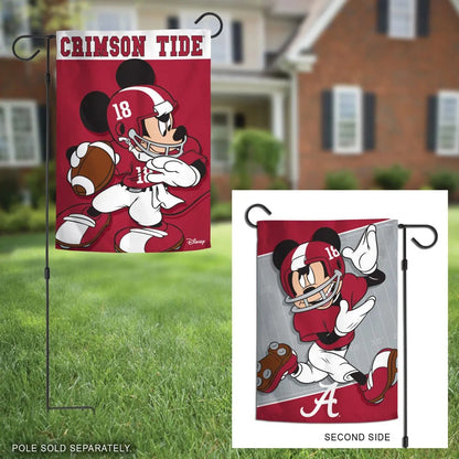Alabama Crimson Tide Garden Flag 2 Sided Mickey Mouse