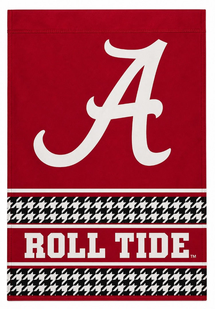 Alabama Roll Tide Houndstooth 2 Sided Garden Flag