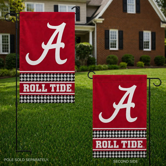 Alabama Roll Tide Houndstooth 2 Sided Garden Flag