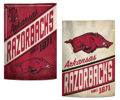 Arkansas Razorbacks Garden Flag 2 Sided Retro Logo