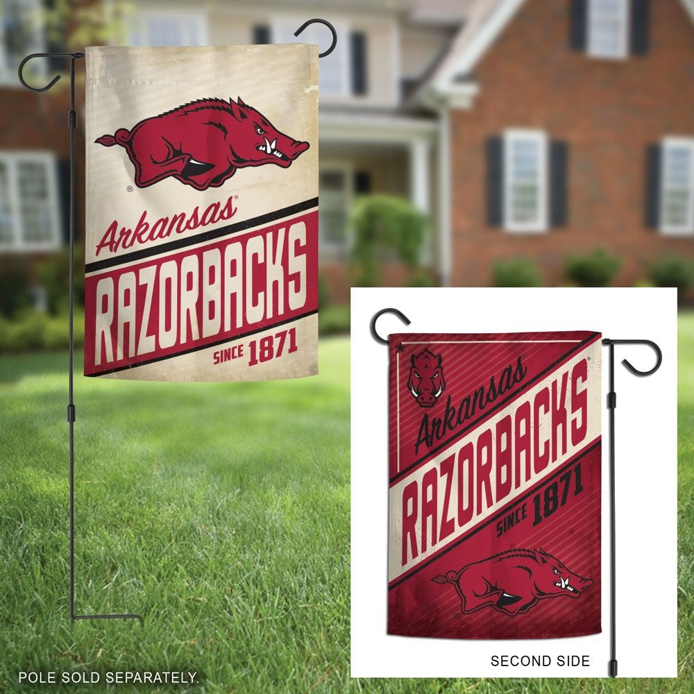 Arkansas Razorbacks Garden Flag 2 Sided Retro Logo