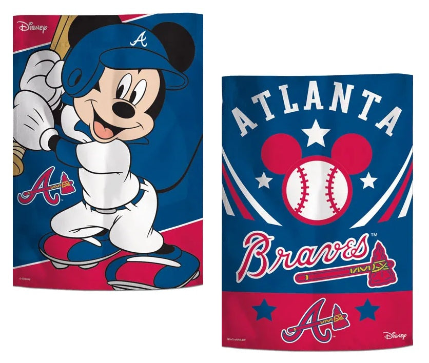 Atlanta Braves Garden Flag 2 Sided Mickey Mouse
