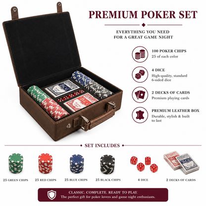 Officially Licensed Texas A&M University 100 Chip Leather Poker Set