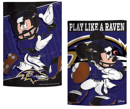 Baltimore Ravens 2 Sided Mickey Mouse Garden Flag