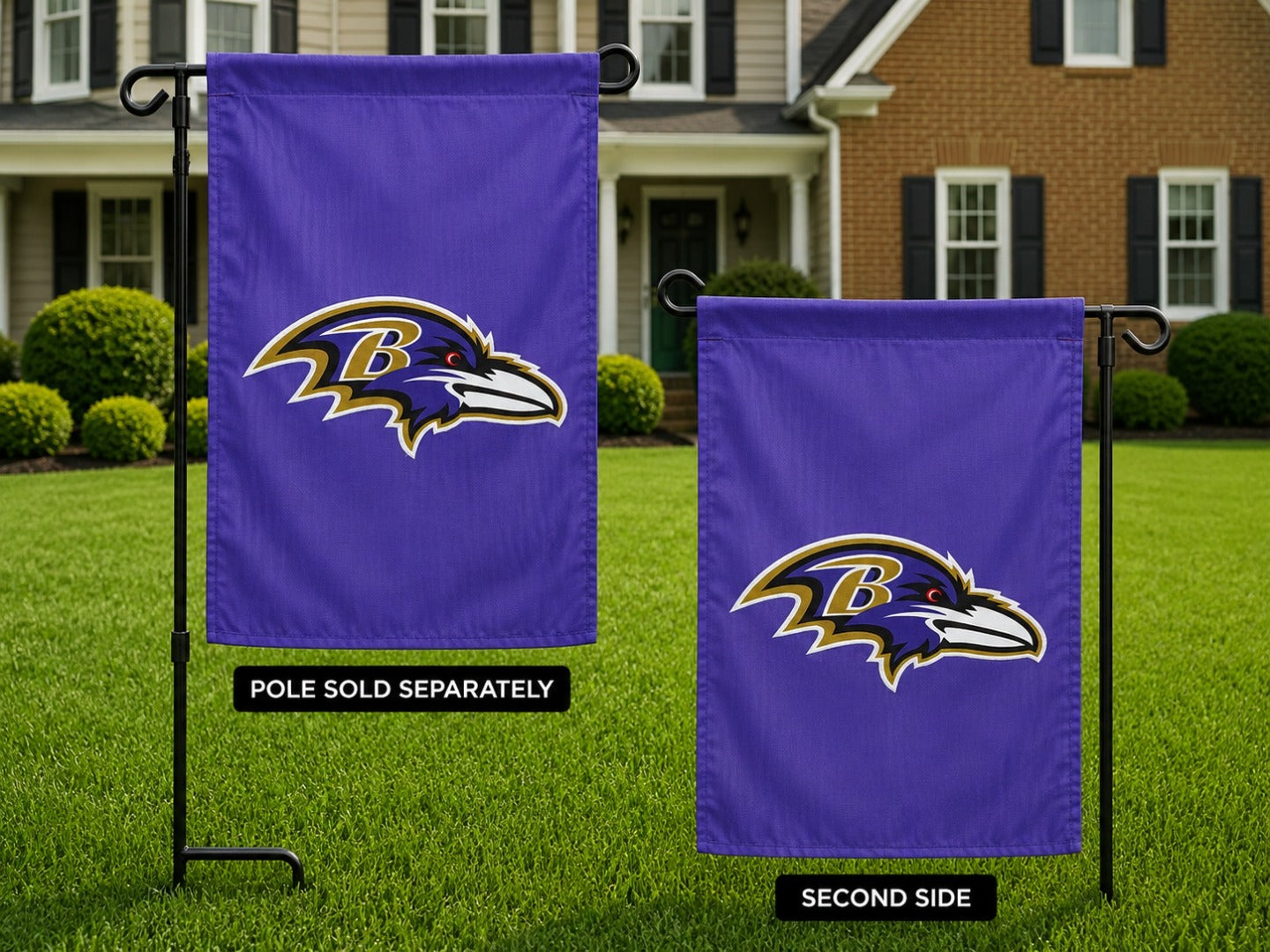 Baltimore Ravens Garden Flag 2 Sided Applique Logo