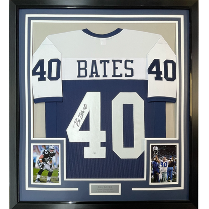 Framed Autographed/Signed Bill Bates 35x39 Dallas Thanksgiving Day Football Jersey PSA/DNA COA