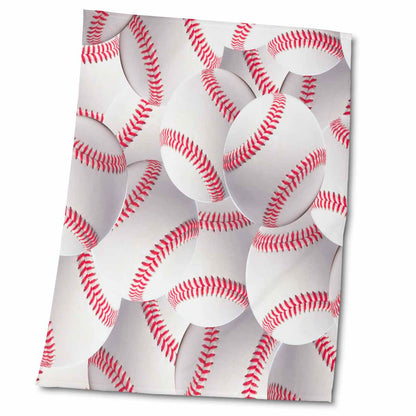 3dRose Baseball Pattern - White and red Balls - Base Ball Sport - Sporty -... - Towels (twl-161323)