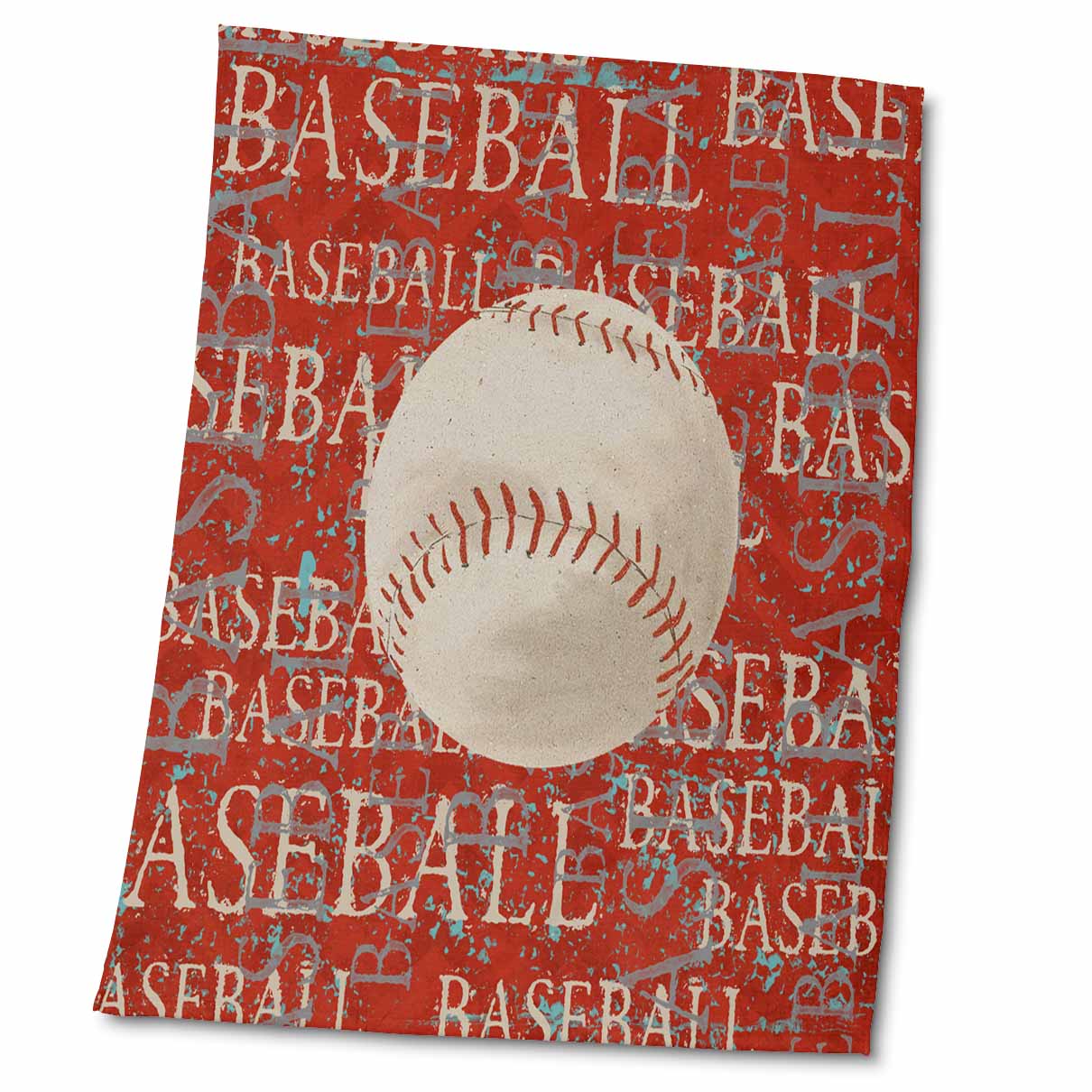 3dRose Large Baseball on The Words Baseball in Red - Towels (twl-211500)
