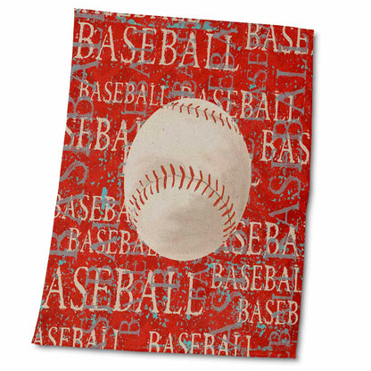 3dRose Large Baseball on The Words Baseball in Red - Towels (twl-211500)