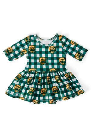 Baylor Plaid Bear 3/4 Sleeve Twirl Bodysuit
