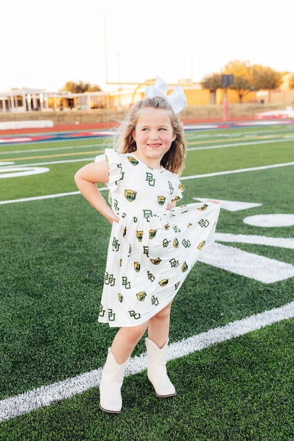Baylor White Bear Flutter Twirl Dress