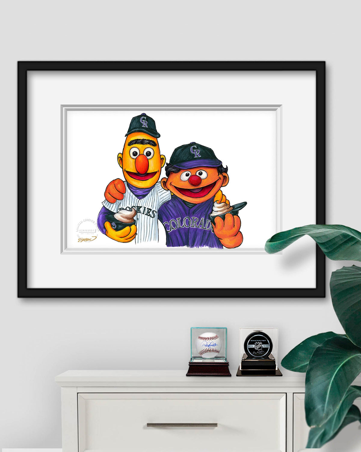 Bert and Ernie x MLB Rockies Limited Edition Art Print