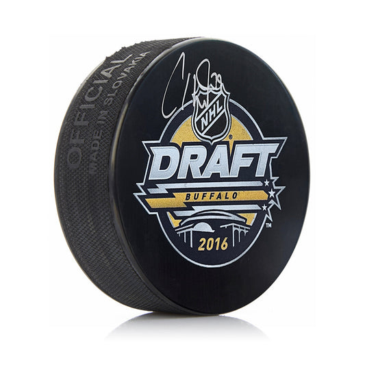 Carter Hart Vegas Golden Knights Autographed 2016 NHL Hockey Draft Logo Puck