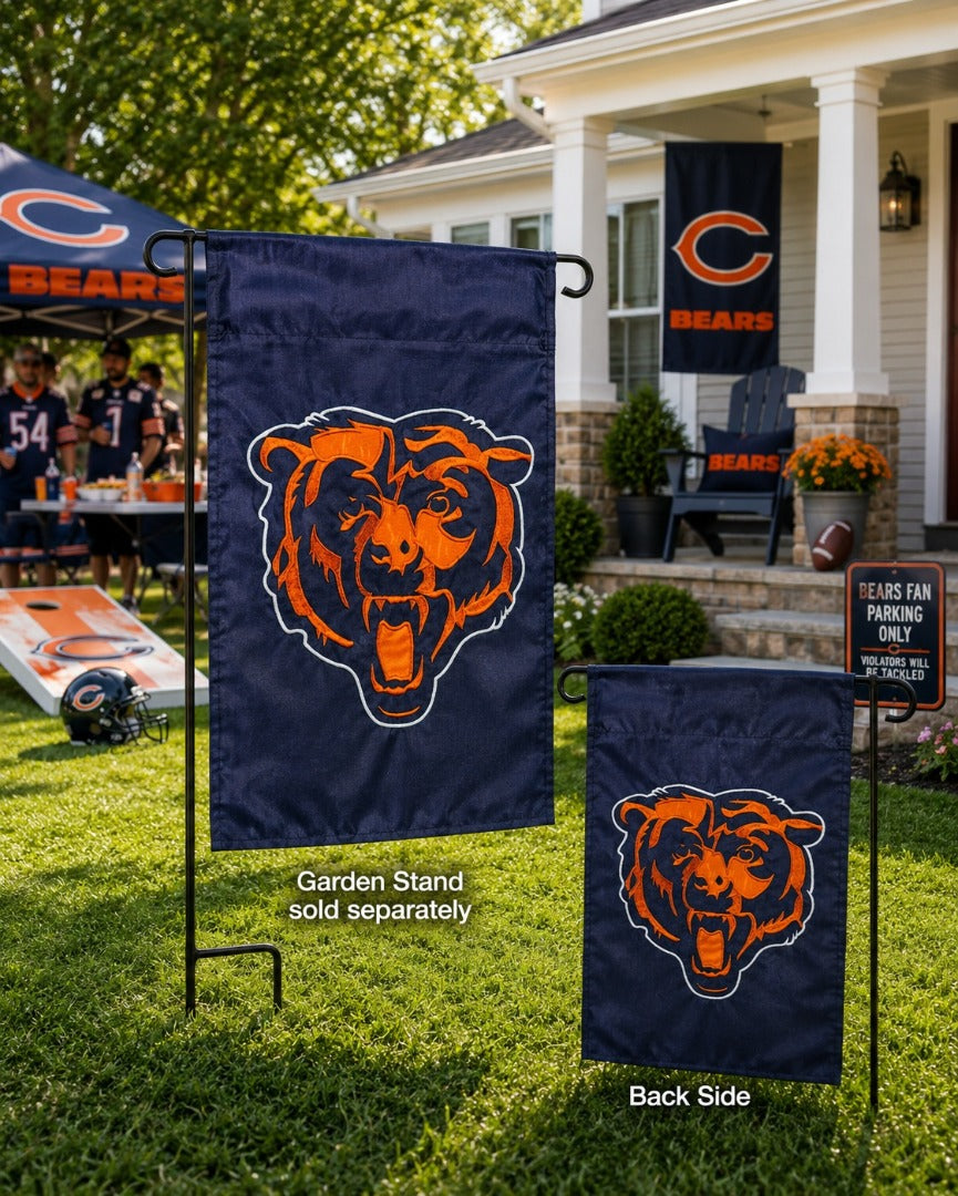 Chicago Bears Garden Flag 2 Sided Applique