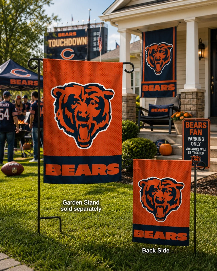 Chicago Bears Garden Flag 2 Sided Embroidered