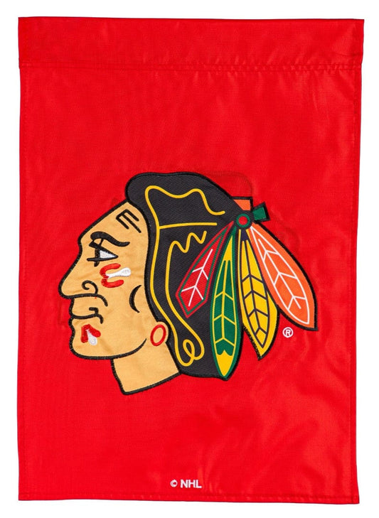 Chicago Blackhawks Garden Flag 2 Sided Applique Logo