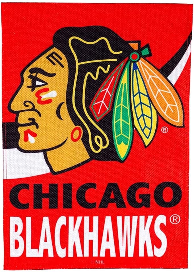 Chicago Blackhawks Garden Flag 2 Sided Burlap