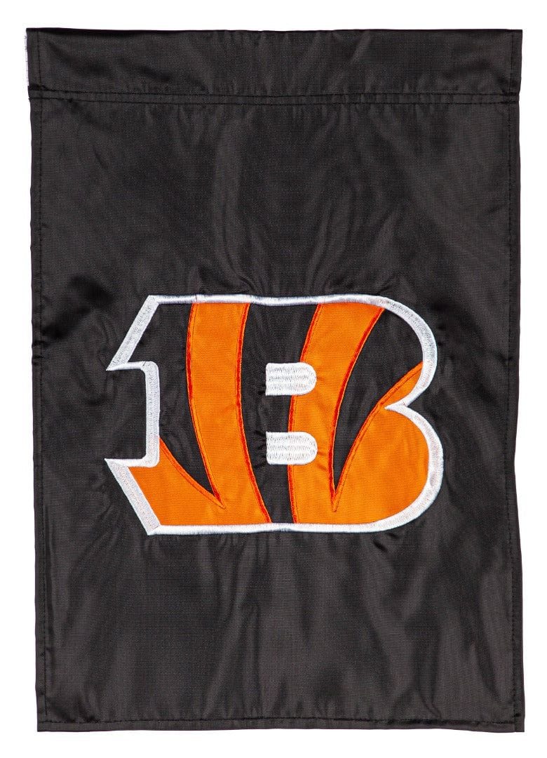 Cincinnati Bengals Garden Flag 2 Sided Applique Black