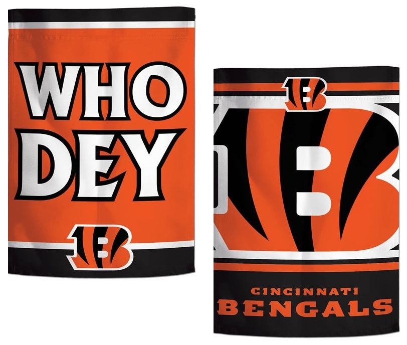 Cincinnati Bengals Garden Flag 2 Sided Who Dey Slogan