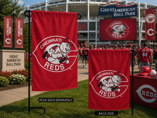 Cincinnati Reds Garden Flag 2 Sided Throwback Design
