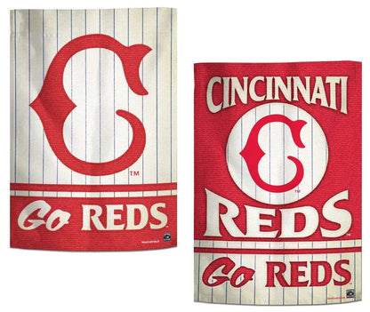 Cincinnati Reds Garden Flag 2 Sided Throwback Logo