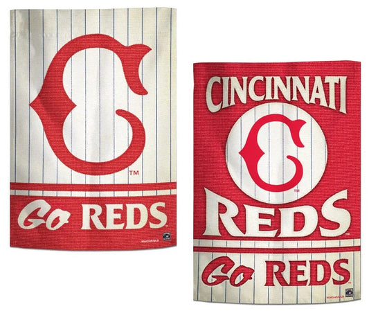 Cincinnati Reds Garden Flag 2 Sided Throwback Logo