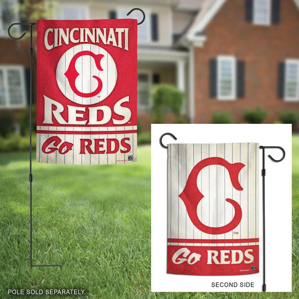 Cincinnati Reds Garden Flag 2 Sided Throwback Logo