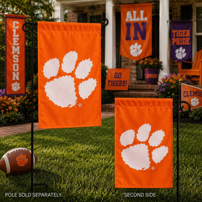Clemson Tigers Garden Flag 2 Sided Applique Logo