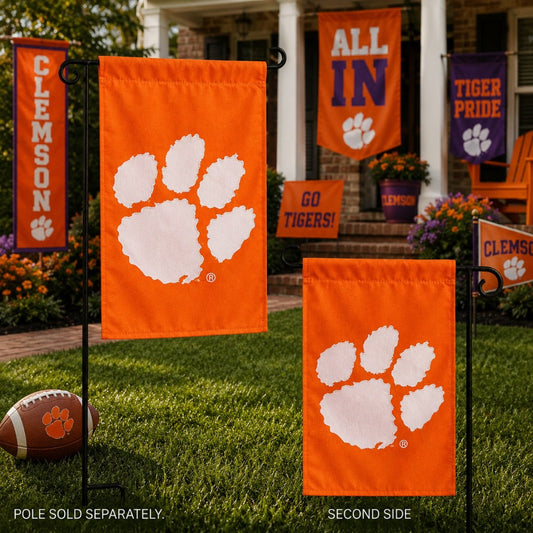 Clemson Tigers Garden Flag 2 Sided Applique Logo