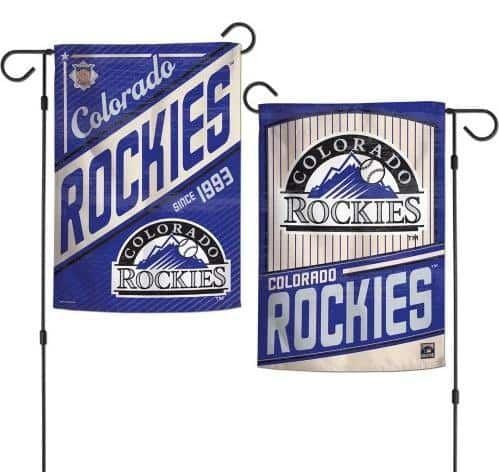 Colorado Rockies Garden Flag 2 Sided Classic Logo Pinstripe