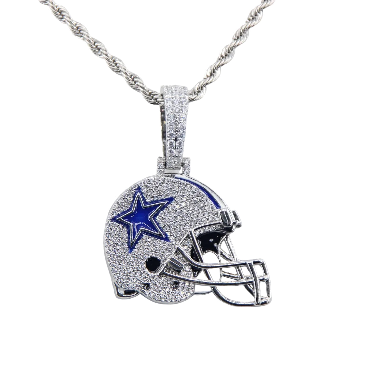 Dallas Helmet Pendant Necklace – Iced Zircon Jewelry Gift for True Fans