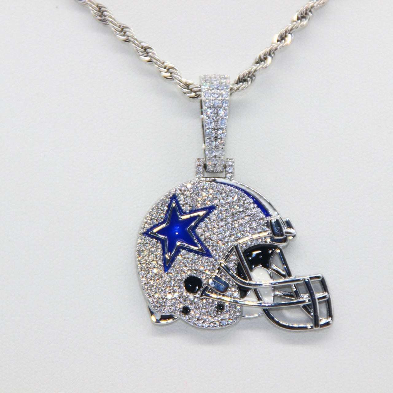 Dallas Helmet Pendant Necklace – Iced Zircon Jewelry Gift for True Fans