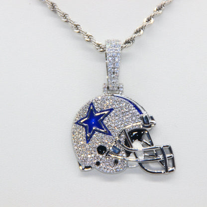 Dallas Helmet Pendant Necklace – Iced Zircon Jewelry Gift for True Fans