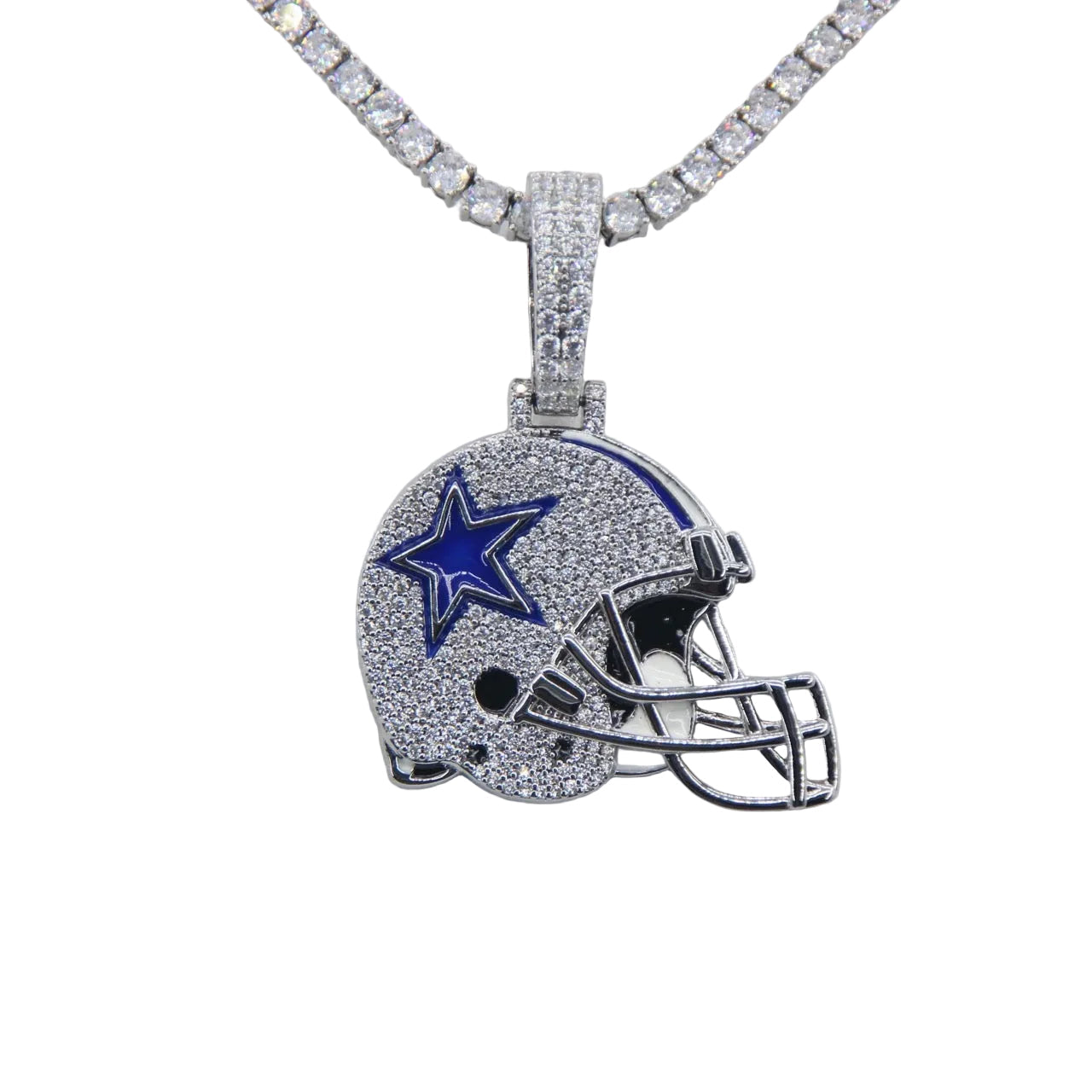 Dallas Helmet Pendant Necklace – Iced Zircon Jewelry Gift for True Fans