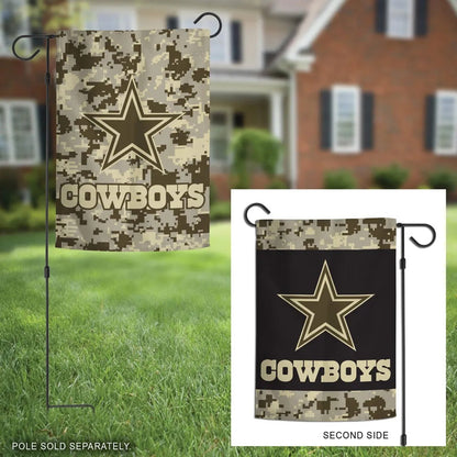 Dallas Cowboys Garden Flag 2 Sided Camo Military Tribute