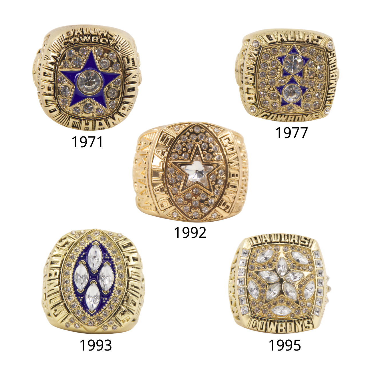 Dallas Football Championship Ring Set – 5-Time Champions Collectible
