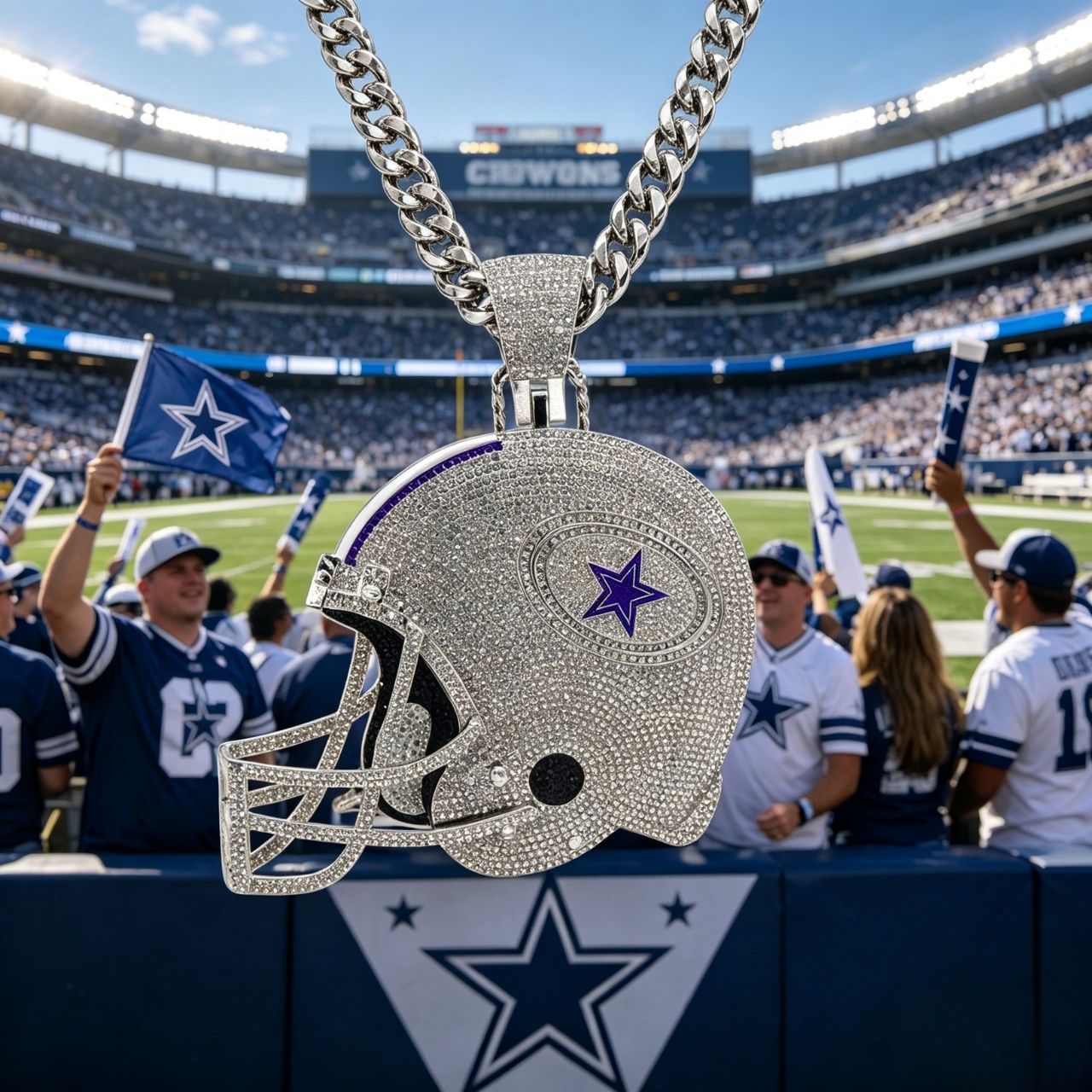 Dallas Helmet Pendant Necklace –Game Day Fan Gift