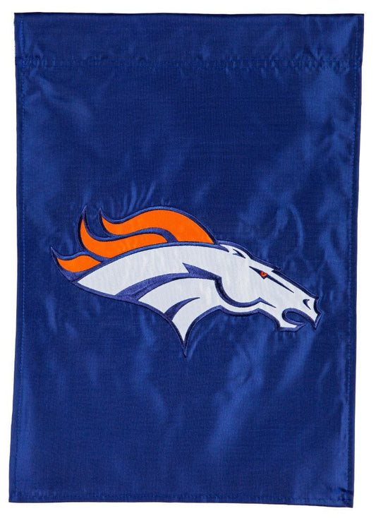 Denver Broncos Garden Flag 2 Sided Applique Logo