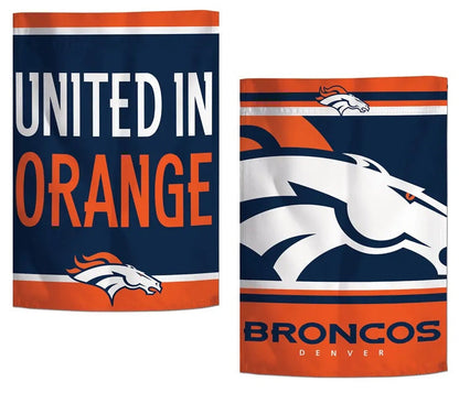 Denver Broncos Garden Flag 2 Sided United In Orange Slogan