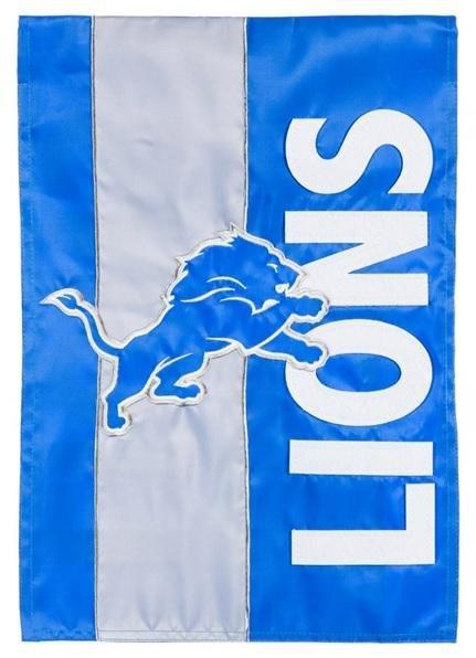 Detroit Lions Garden Flag 2 Sided Embellished Logo Applique