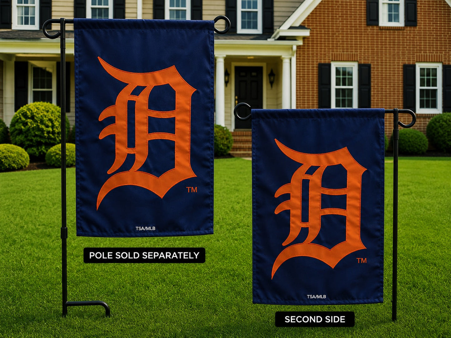 Detroit Tigers 2 Sided Garden Flag - Applique