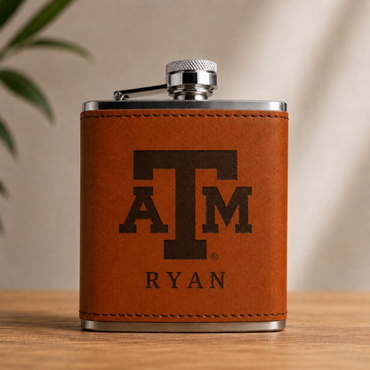 Texas A&M Leather Flask