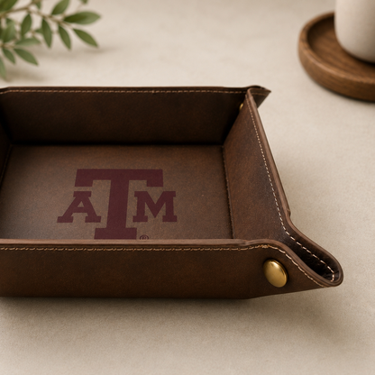 Texas A&M Maroon Leather Catchall Tray