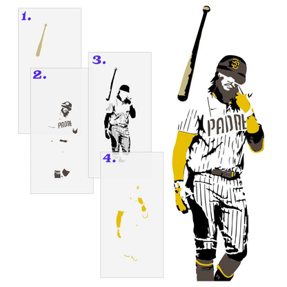 Fernando Tatis Jr. Bat Flip 4 Layer Stencil Set