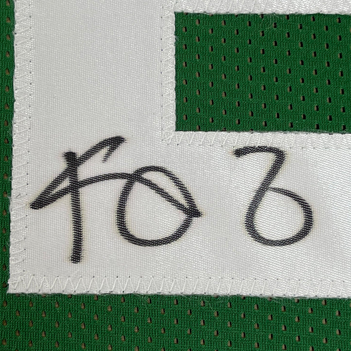 Framed Autographed/Signed Kevin Garnett 35x39 Boston Green Basketball Jersey Beckett BAS COA