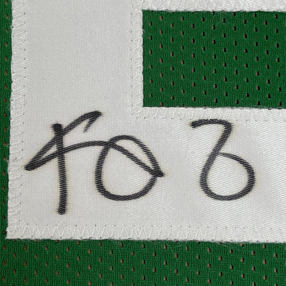 Framed Autographed/Signed Kevin Garnett 35x39 Boston Green Basketball Jersey Beckett BAS COA