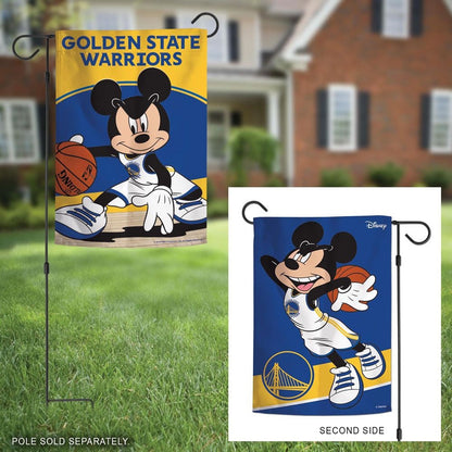 Golden State Warriors Garden Flag 2 Sided Mickey Mouse