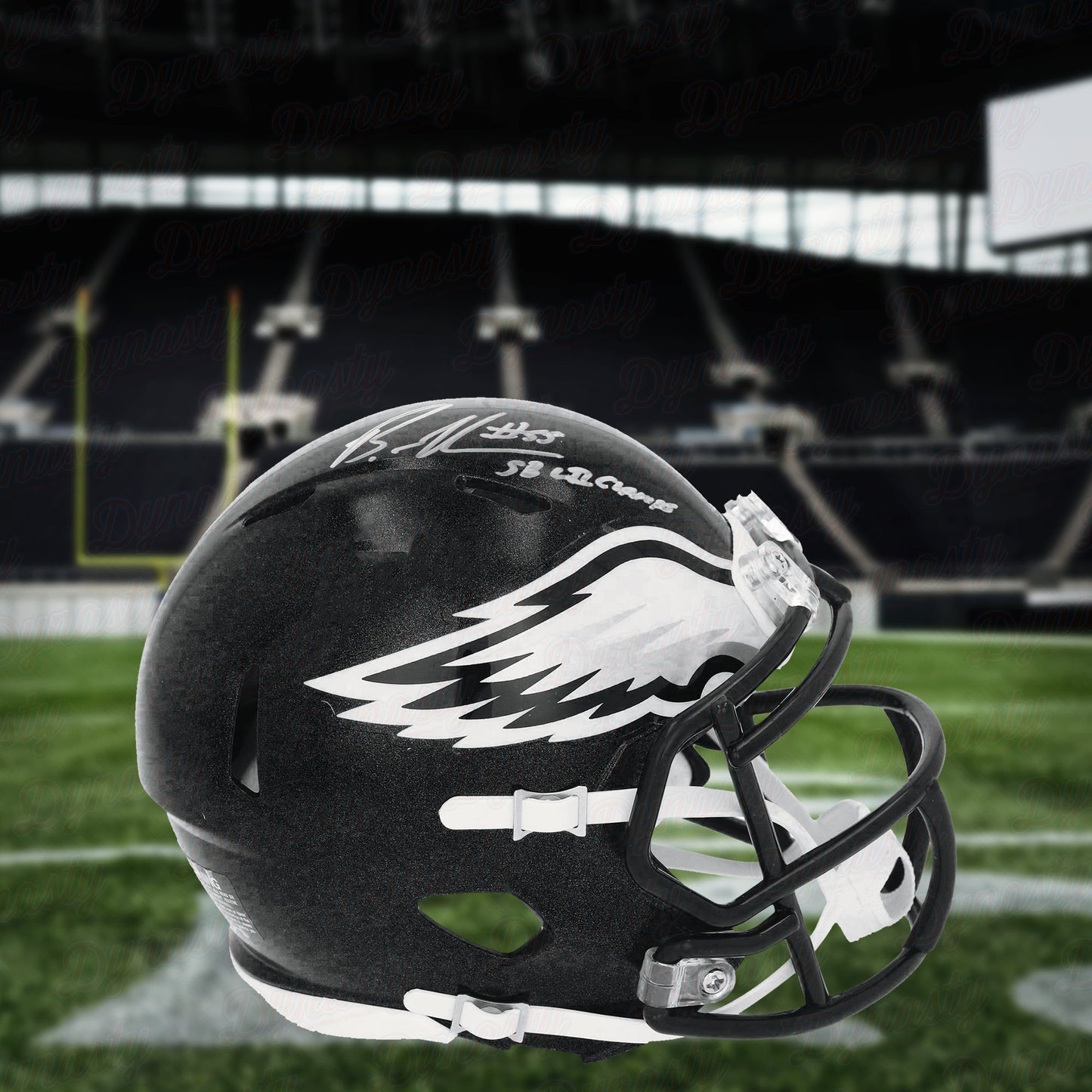 Brandon Graham Philadelphia Eagles Autographed Alternate Black Helmet Inscribed Super Bowl Champs